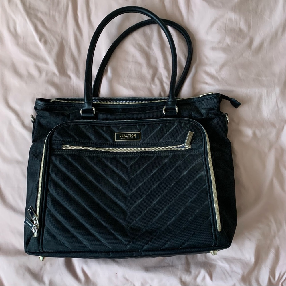 Kenneth Cole Reaction Chelsea Quilted Chevron 15" Black Laptop Tote Bag